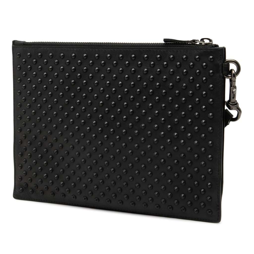 Gucci Studded Calfskin Clutch Black Leather Very good condition - Back View
