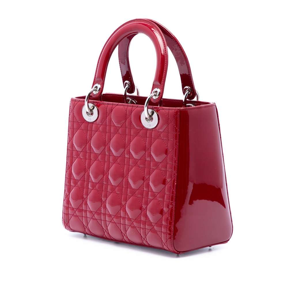 Dior Medium Patent Cannage Lady Dior Red Leather Very good condition - Back View