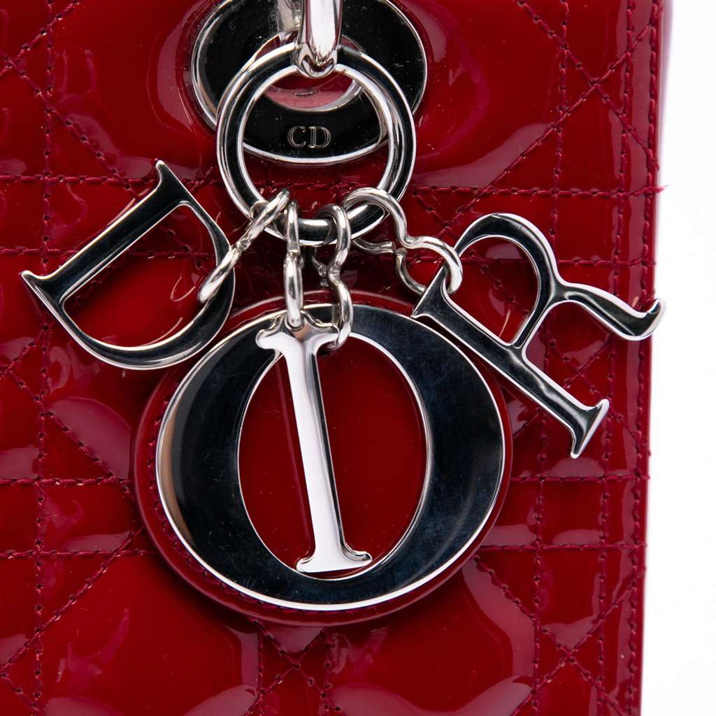 Dior Medium Patent Cannage Lady Dior Red Leather Very good condition - Box View