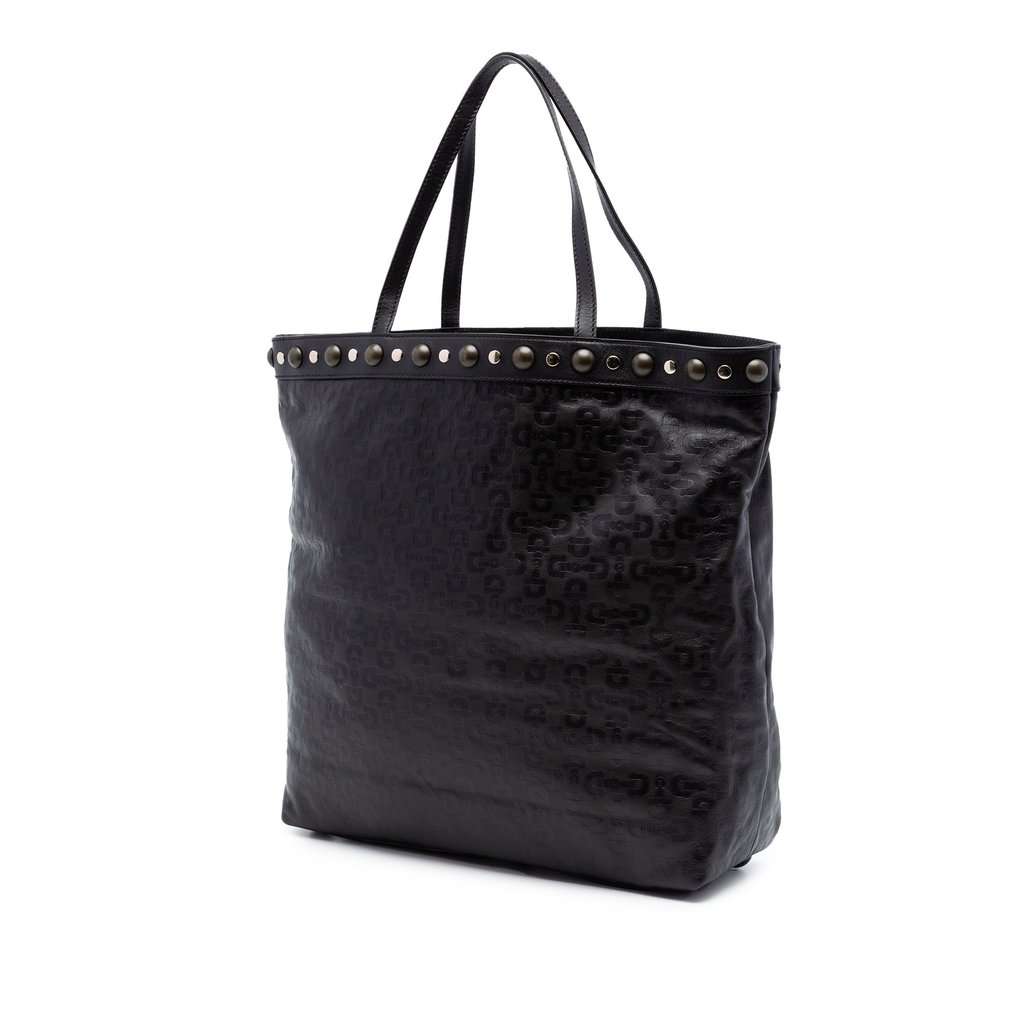 Gucci Embossed Studded Leather Horsebit Tote Black Leather Very good condition - Back View