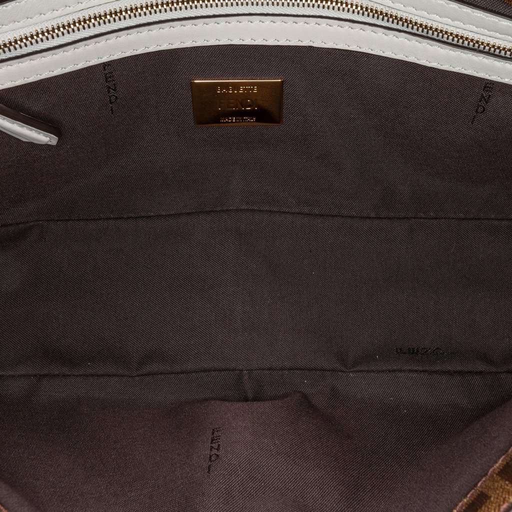 Fendi Zucca Glazed Fabric Cage Baguette Satchel Brown Very good - Model View