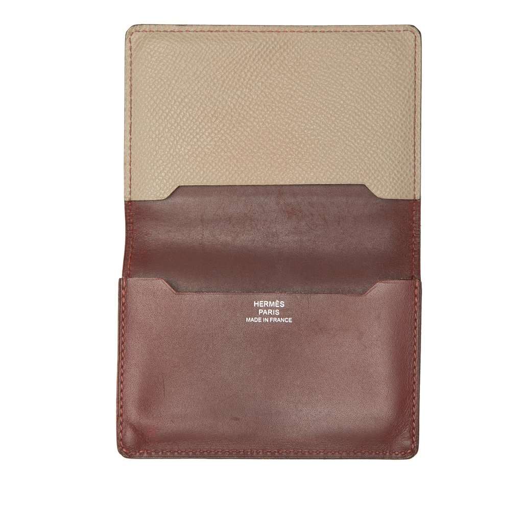 Hermès Bicolor Epsom and Chamonix Manhattan Card Case Red Leather Very good condition - Model View