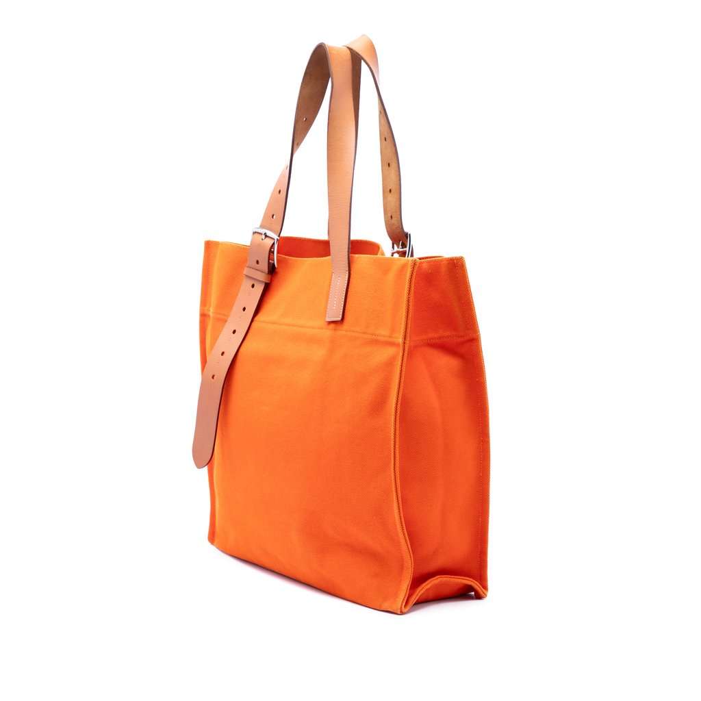 Hermès Toile Etriviere Shopping Tote Orange Very good condition - Back View
