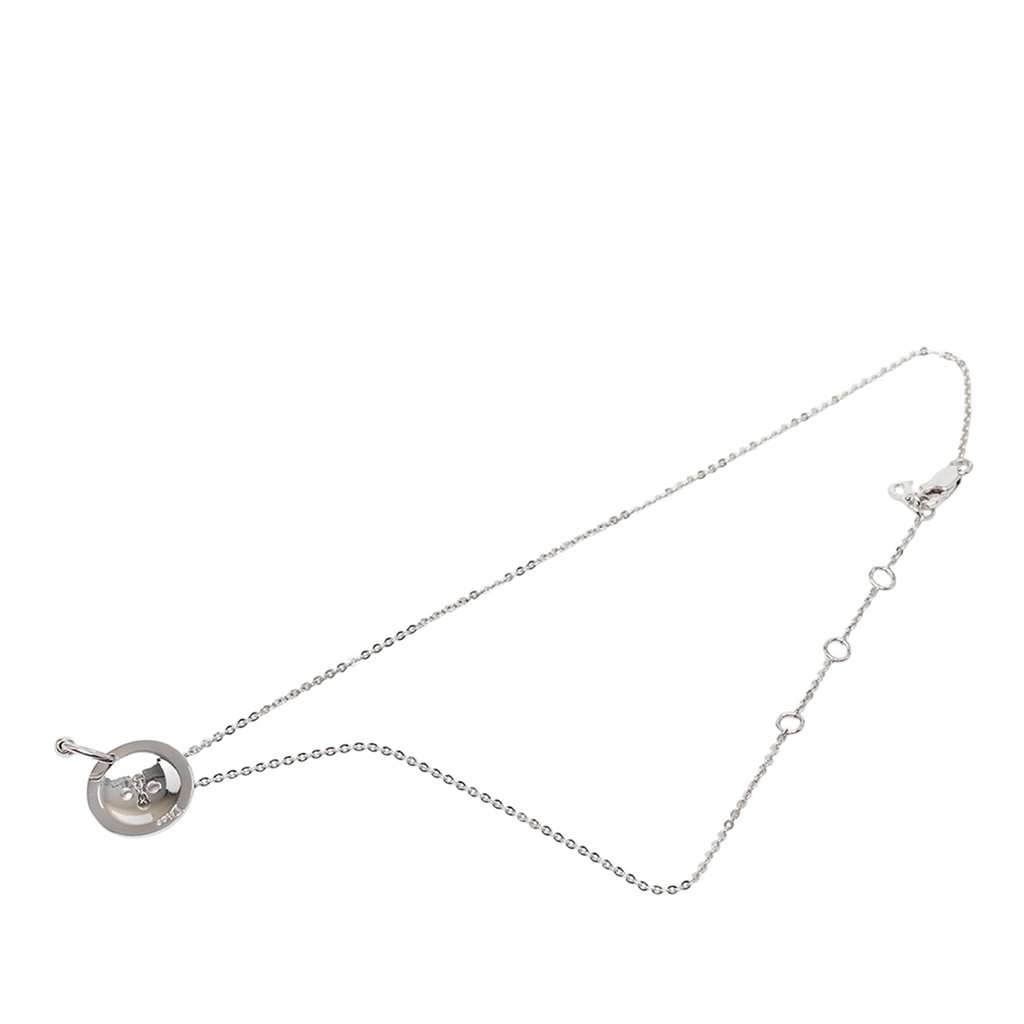 Dior Brass Button Pendant Necklace Silver Metal Very good condition - Front View
