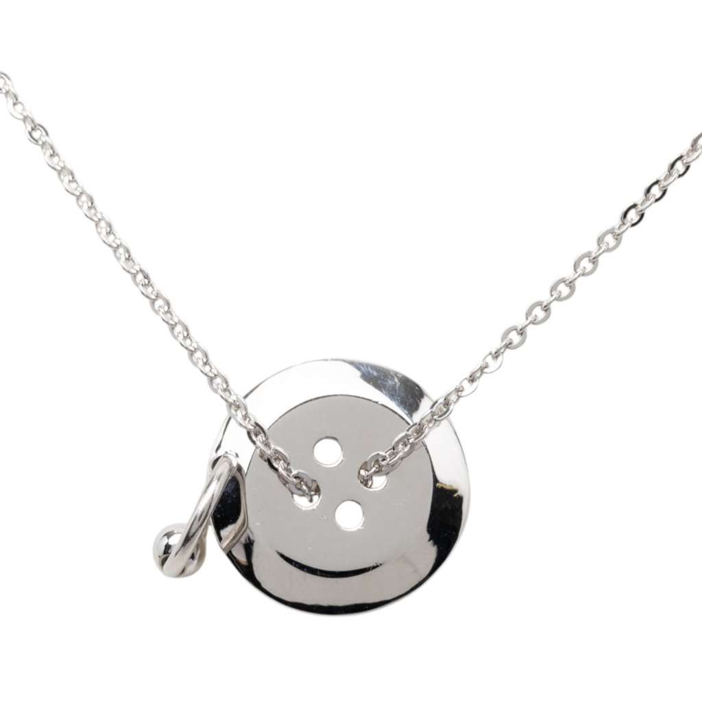 Dior Brass Button Pendant Necklace Silver Metal Very good condition - Inside View