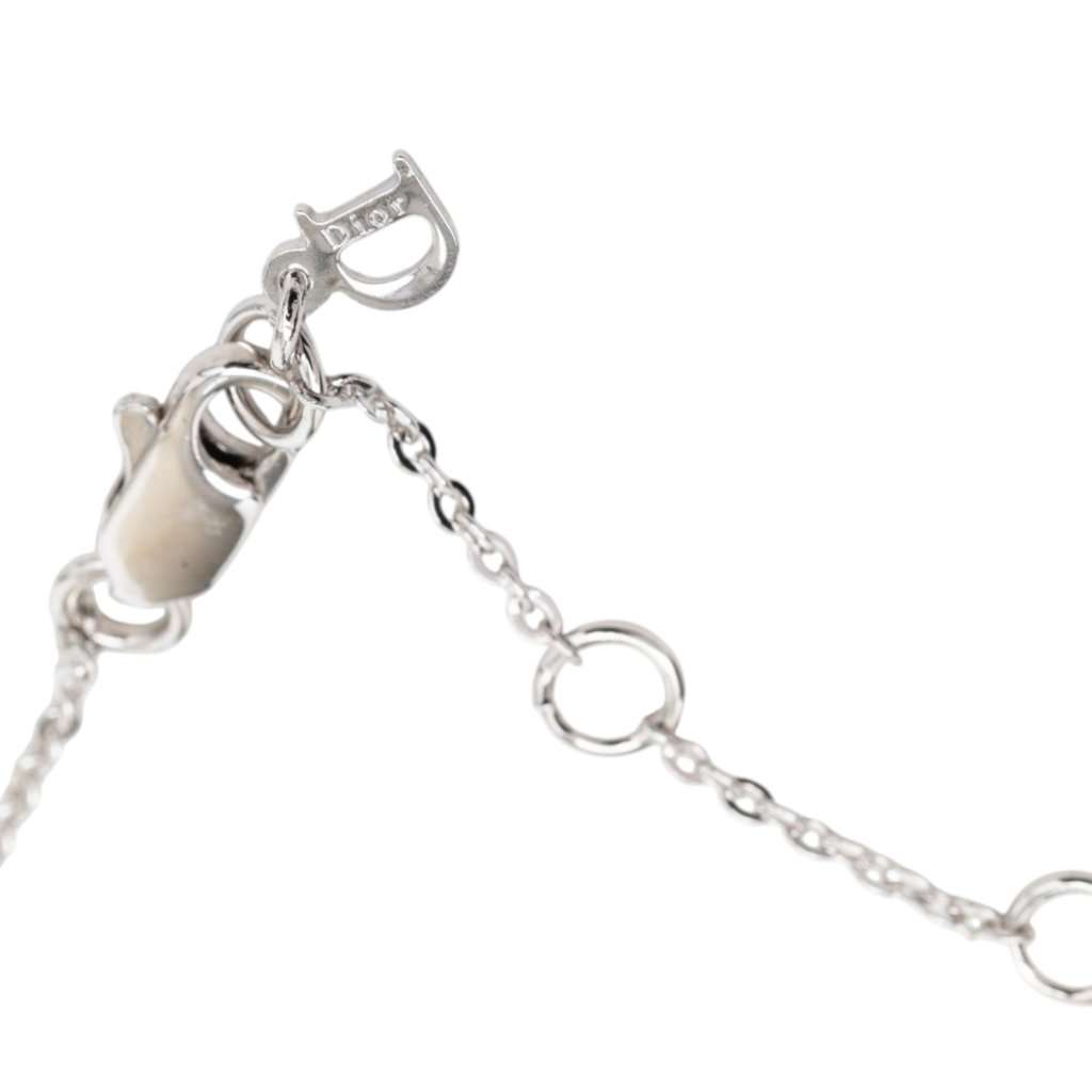 Dior Brass Button Pendant Necklace Silver Metal Very good condition - Model View