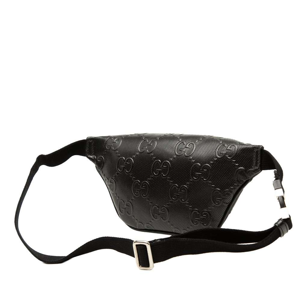 Gucci GG Embossed Perforated Leather Belt Bag Black Leather Very good - Back View