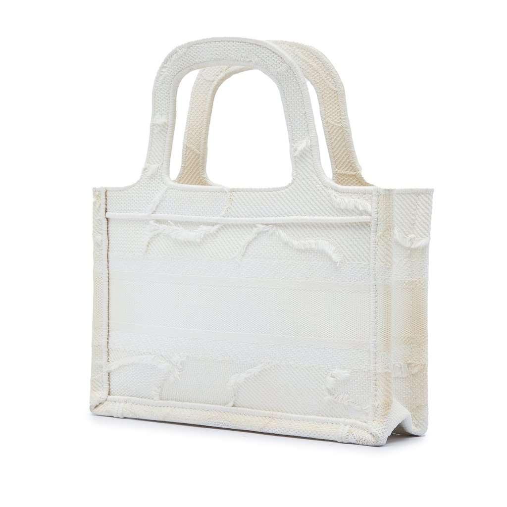 Dior Mini Embroidered Canvas Camouflage Book Tote White Very good - Back View