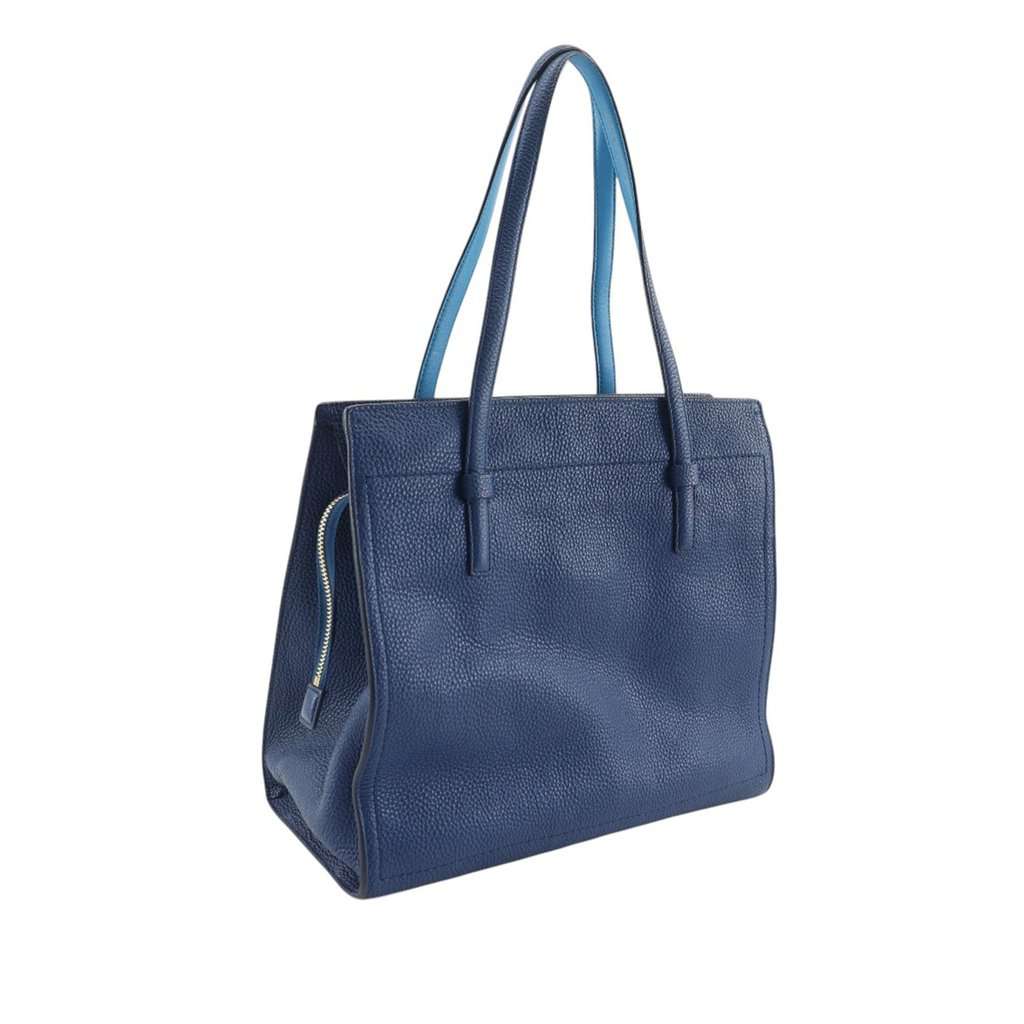 Salvatore Ferragamo Medium Leather Pebbled Amy Tote Blue Leather Very good condition - Back View