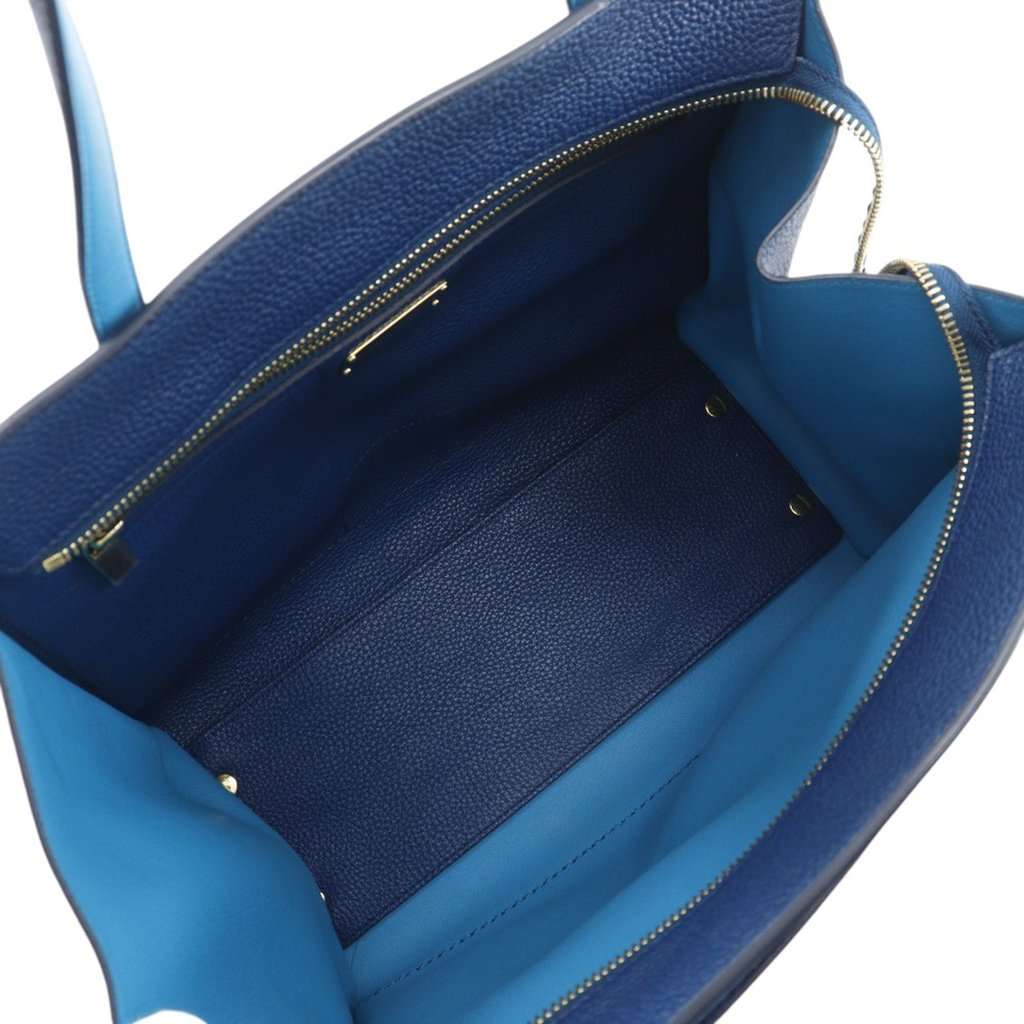 Salvatore Ferragamo Medium Leather Pebbled Amy Tote Blue Leather Very good condition - Inside View