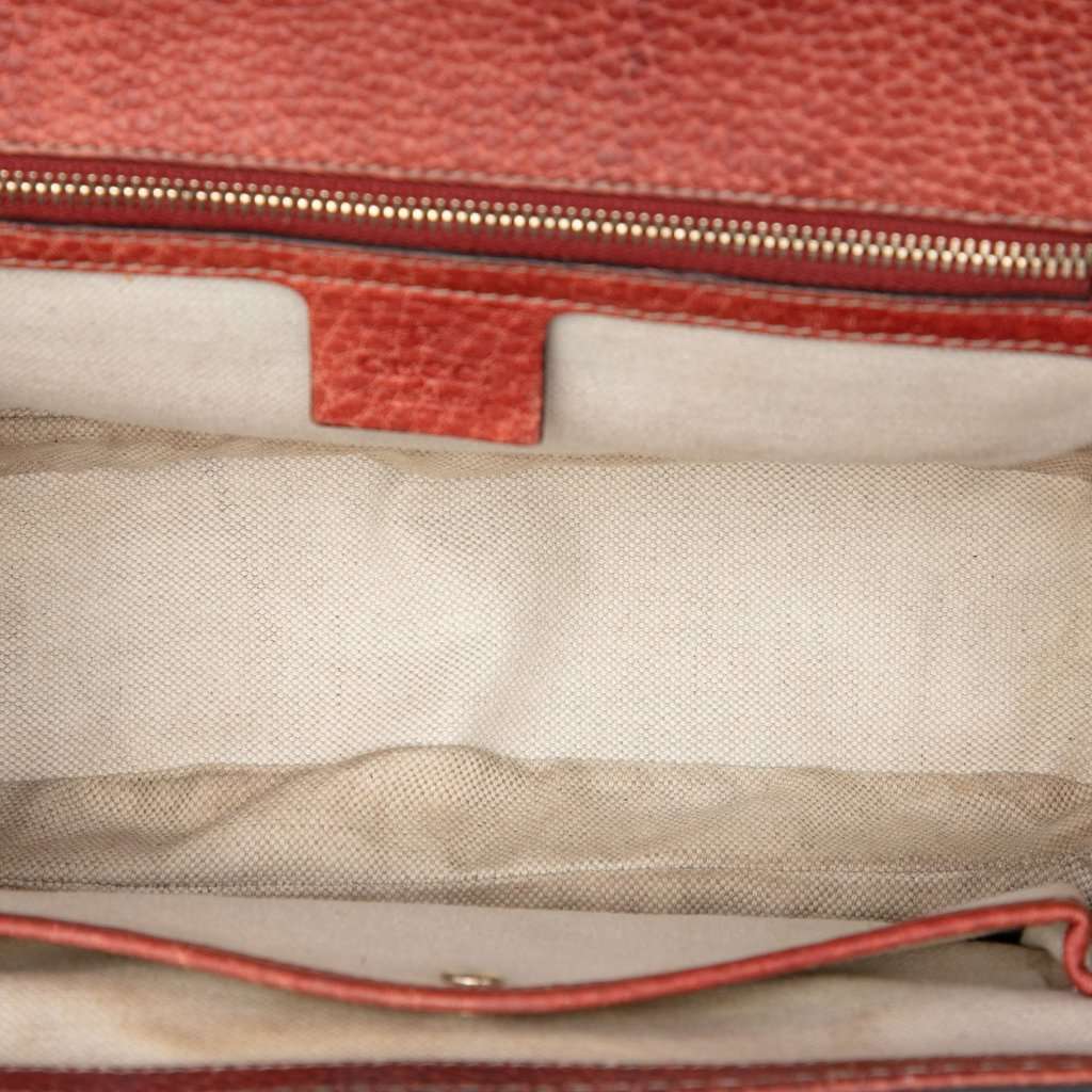 Gucci Medium Leather New Bamboo Satchel Red Leather Very good - Model View