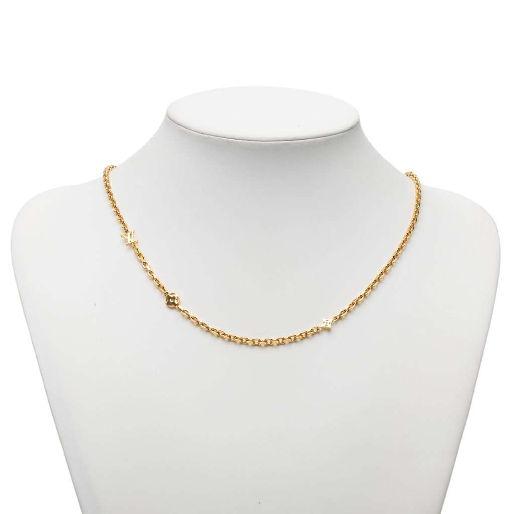 Louis Vuitton Gold Plated LV Yours Chain Necklace Gold Metal Very good - Model View