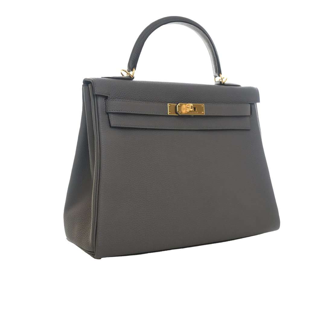 Hermès Togo Kelly Retourne 32 Green Leather Very good condition - Back View
