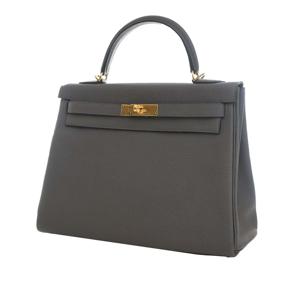 Hermès Togo Kelly Retourne 32 Green Leather Very good condition - Inside View