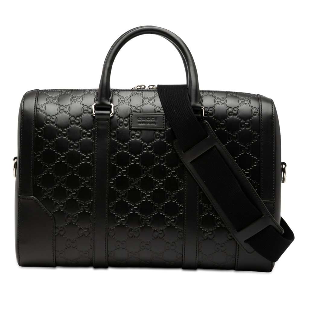 Gucci Guccissima Business Bag Black Leather Very good condition - Front View