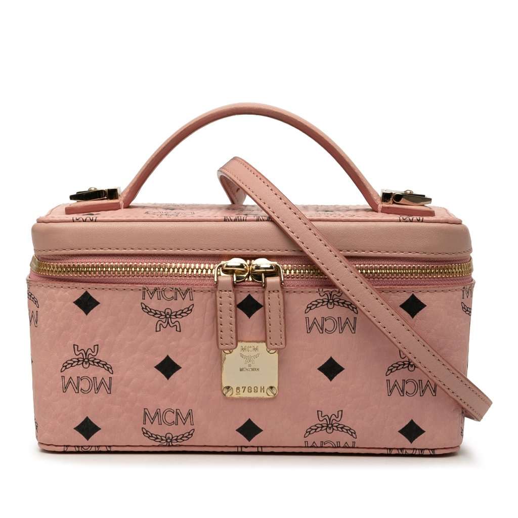 MCM Mini Visetos Coated Canvas Rockstar Vanity Case Pink Very good condition - Front View
