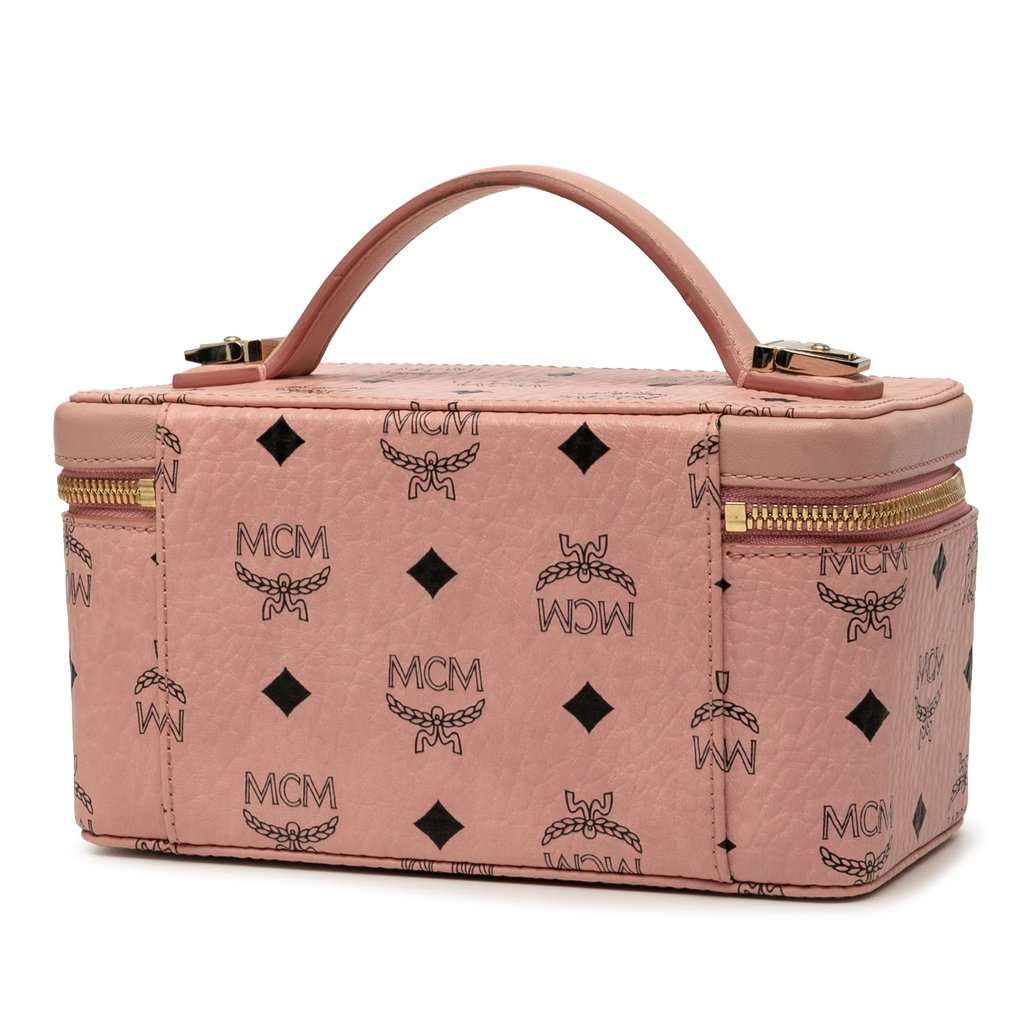 MCM Mini Visetos Coated Canvas Rockstar Vanity Case Pink Very good condition - Back View