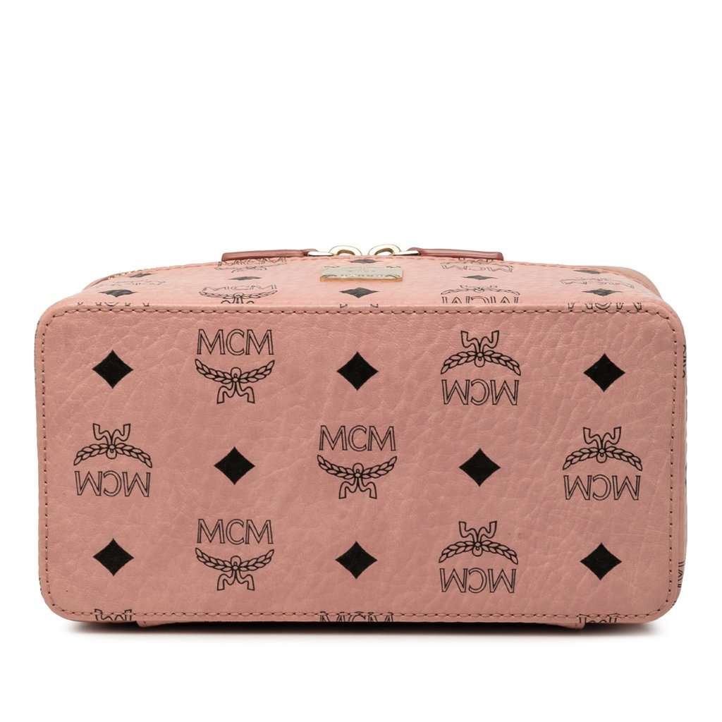 MCM Mini Visetos Coated Canvas Rockstar Vanity Case Pink Very good condition - Inside View