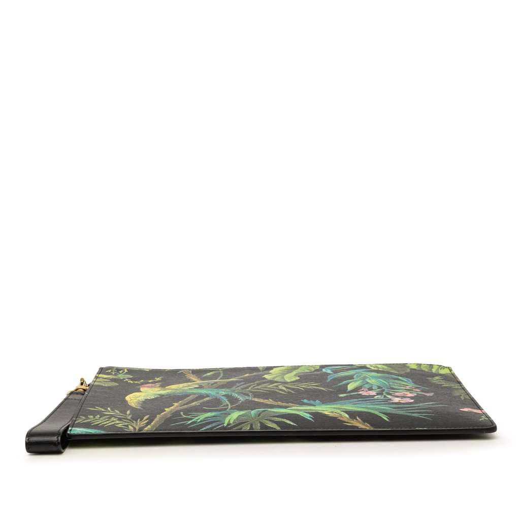 Gucci Calfskin Tropical Print Clutch Black Leather Very good condition - Inside View