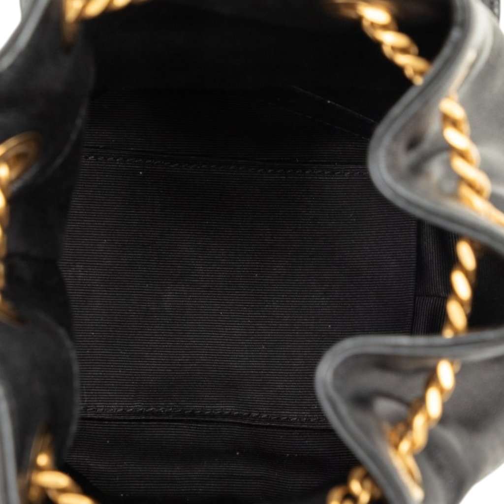 Saint Laurent Mini Chevron Lambskin Joe Bucket Bag Black Leather Very good - Model View