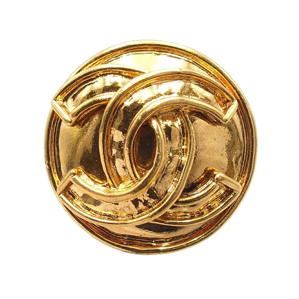 Chanel CC Gold Plated Round Clip on Earrings Gold Metal Very good condition - Inside View