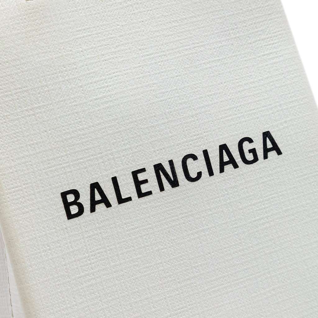 Balenciaga Mini Calfskin Logo Shopping Phone Holder White Leather Very good condition - Box View