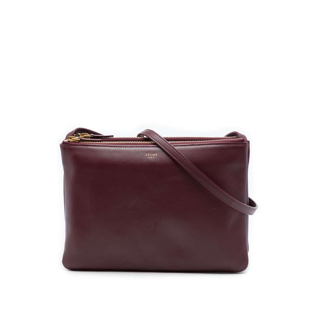 Celine Large Lambskin Trio Crossbody Red Leather Very good - Front View
