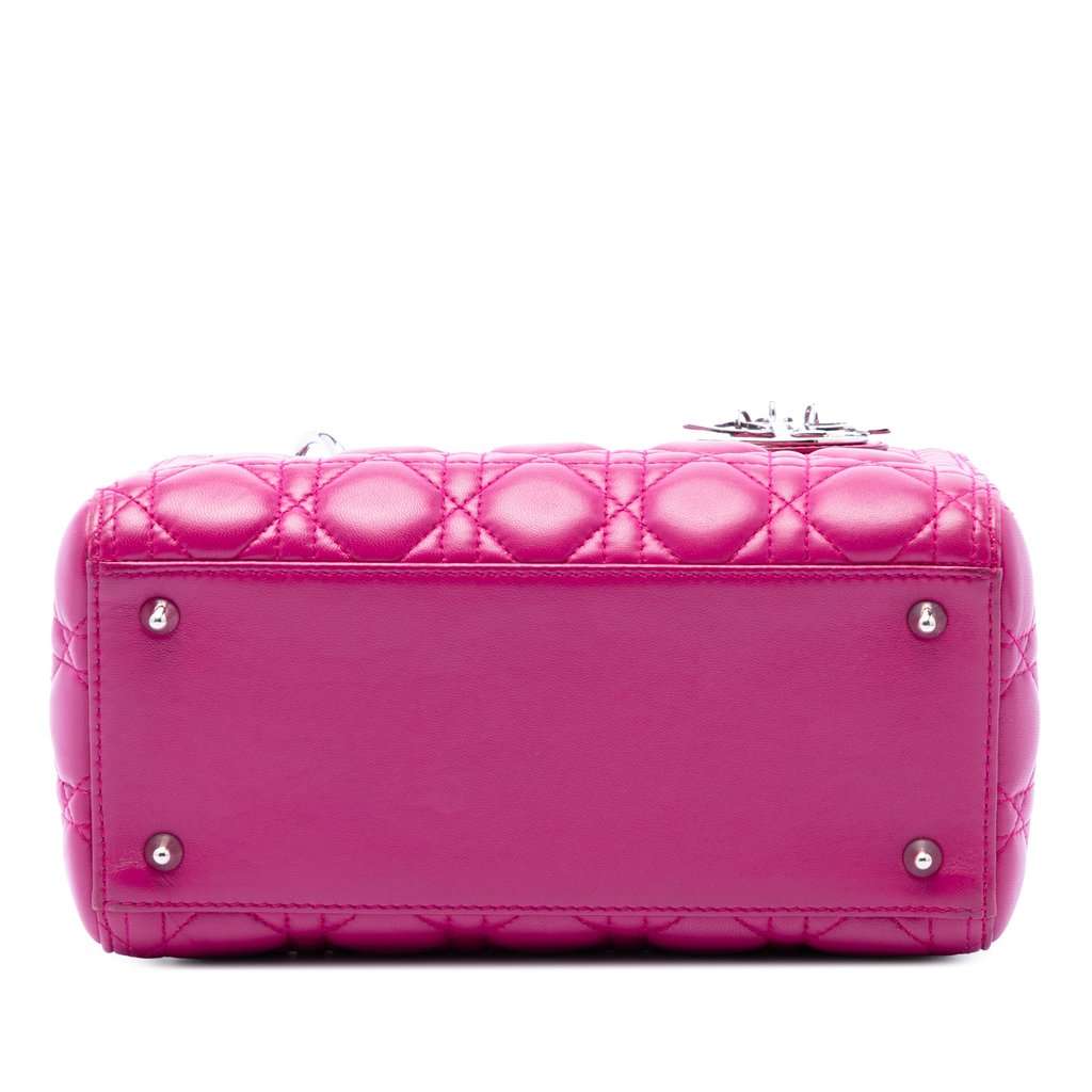 Dior Medium Lambskin Cannage Lady Dior Pink Leather Very good condition - Inside View