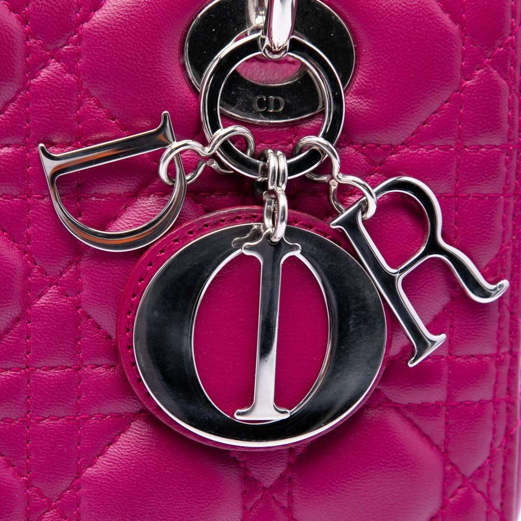 Dior Medium Lambskin Cannage Lady Dior Pink Leather Very good condition - Box View