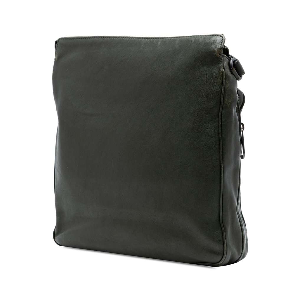 Bottega Veneta Intrecciato Trimmed Nappa Crossbody Green Leather Very good condition - Back View