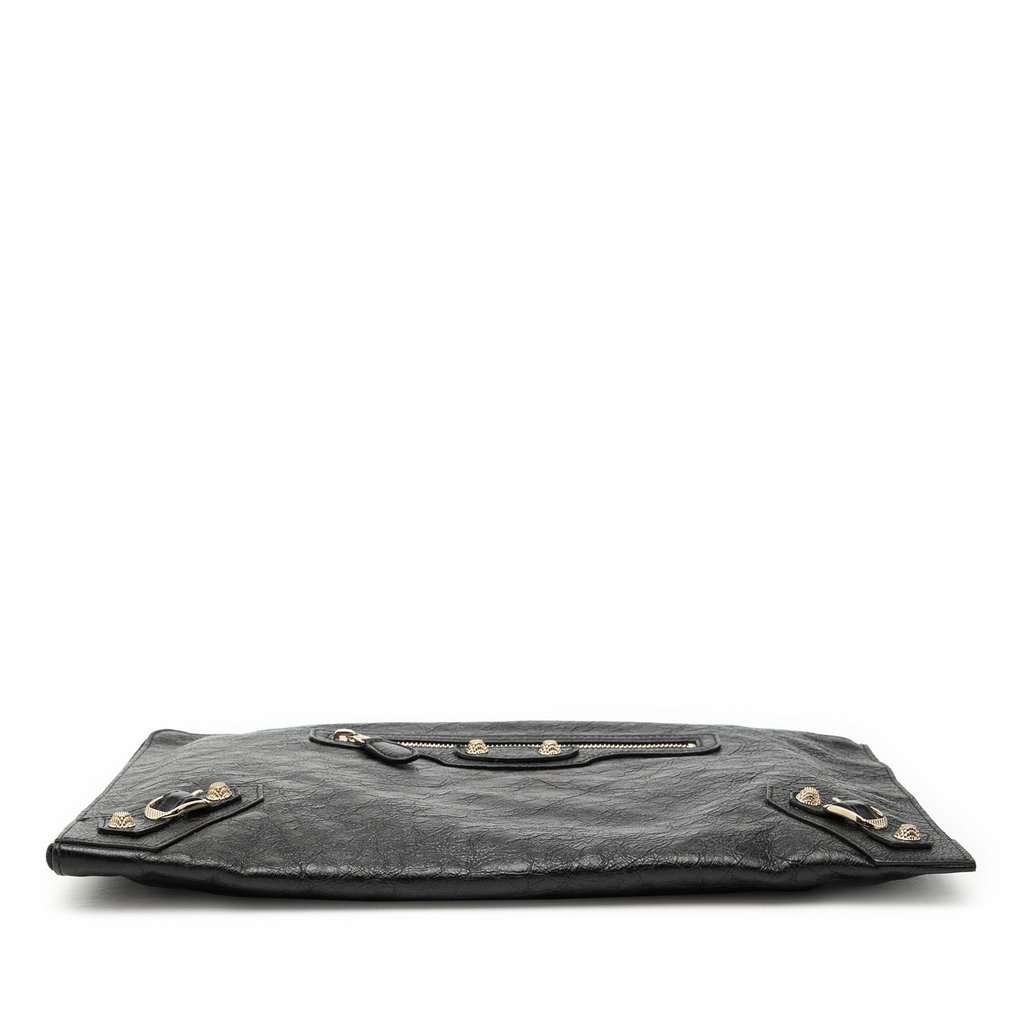 Balenciaga Lambskin Motocross Giant 12 Zip Around Flat Clutch Black Leather Very good condition - Inside View