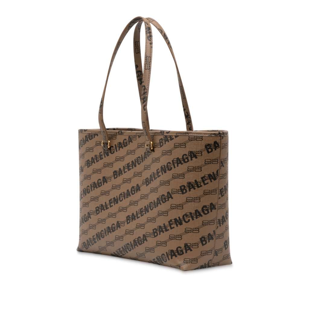 Balenciaga BB Monogram Coated Canvas Signature Shopper M Brown Very good condition - Back View