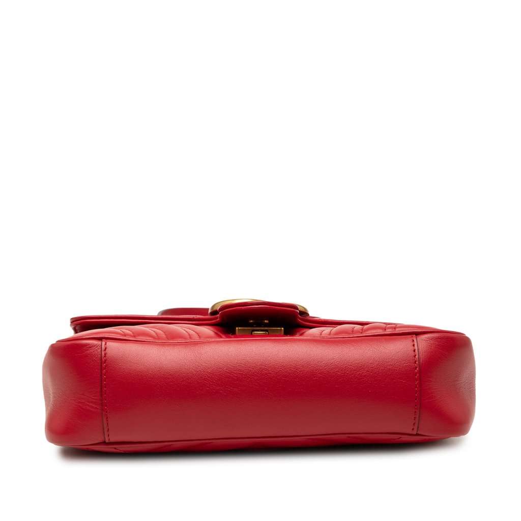 Gucci Small GG Marmont Matelasse Calfskin Shoulder Bag Red Leather Very good condition - Inside View