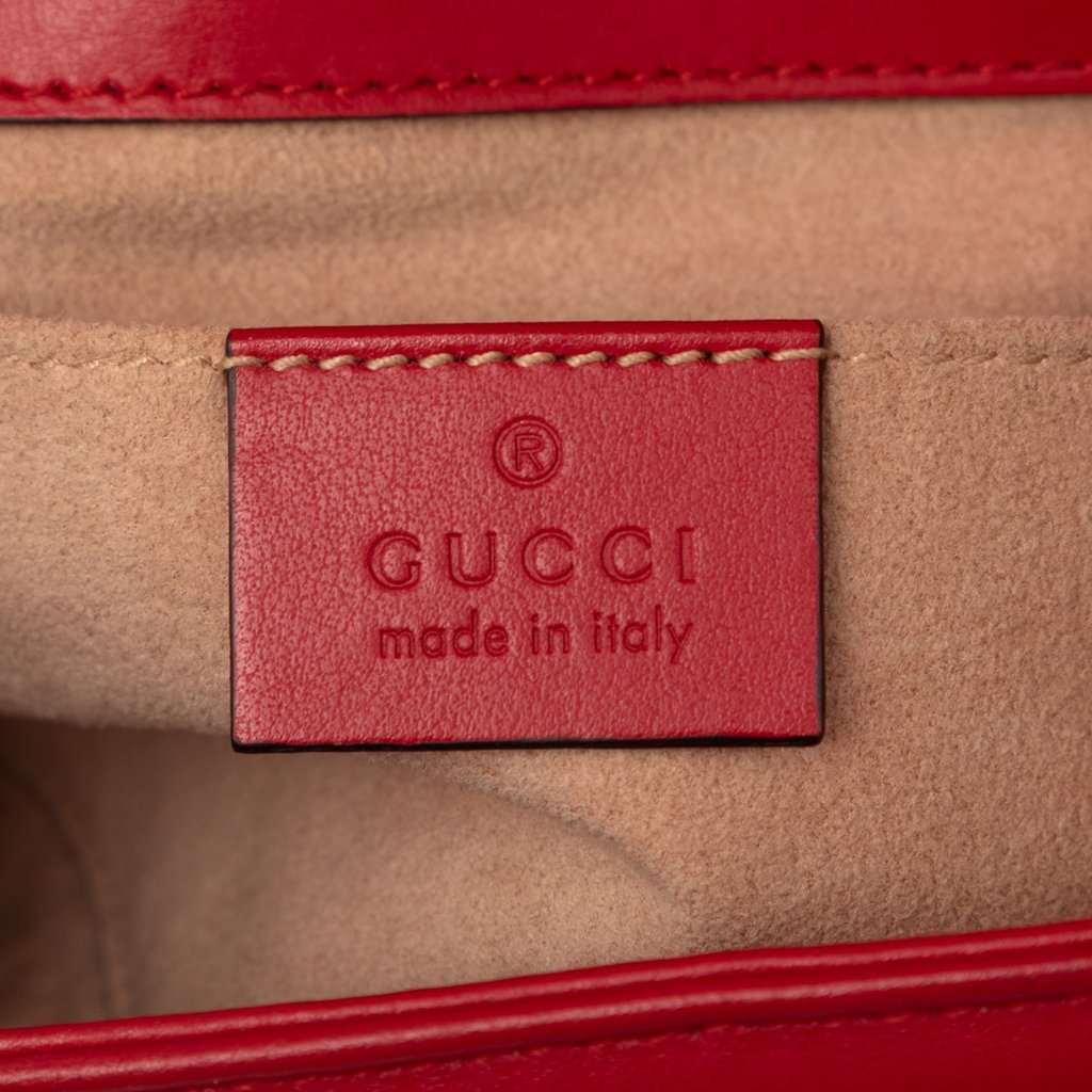 Gucci Small GG Marmont Matelasse Calfskin Shoulder Bag Red Leather Very good condition - Box View