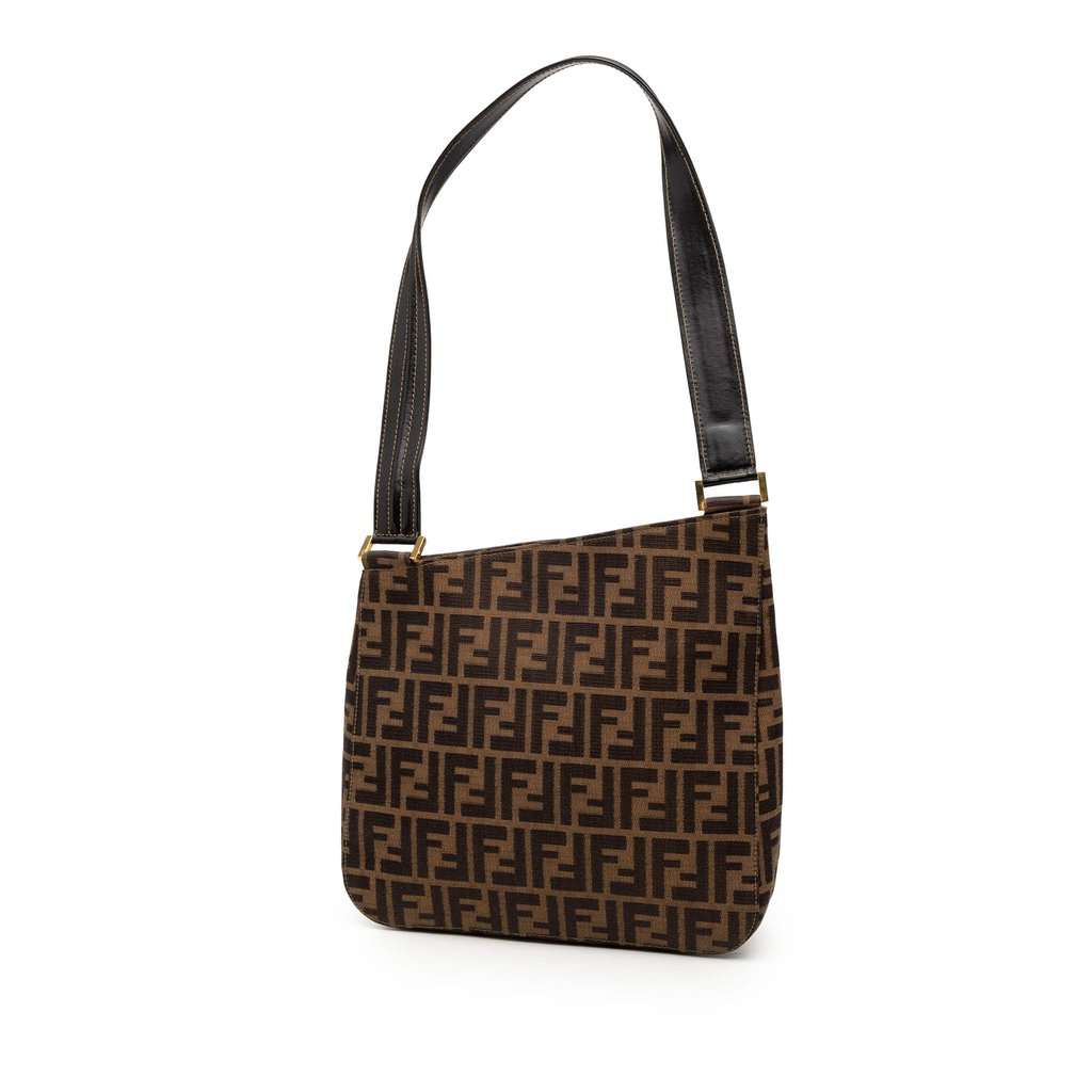 Fendi Zucca Canvas Shoulder Bag Brown Very good condition - Back View
