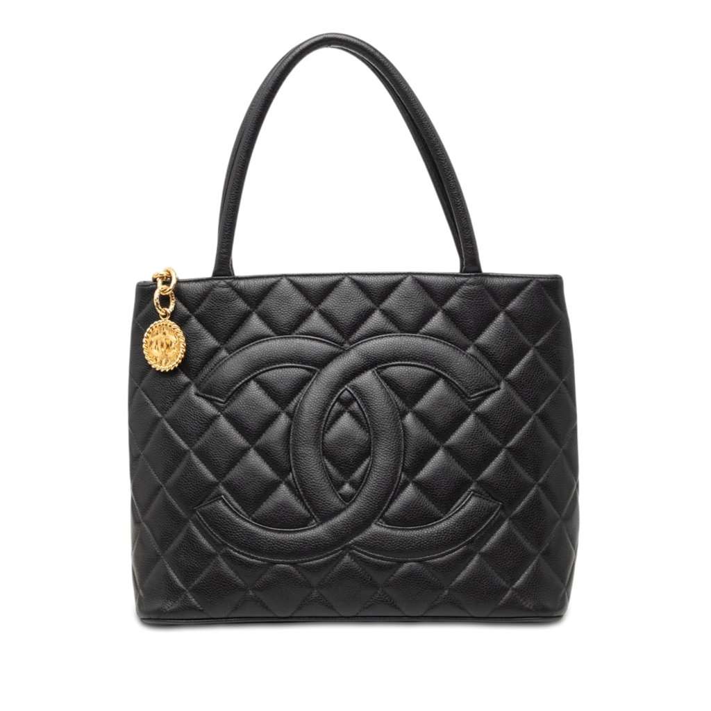 Chanel Caviar Medallion Tote Black Leather Very good condition - Front View