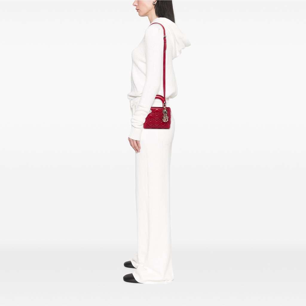 Dior Mini Lambskin Cannage Lady Dior Red Leather Very good condition - Box View