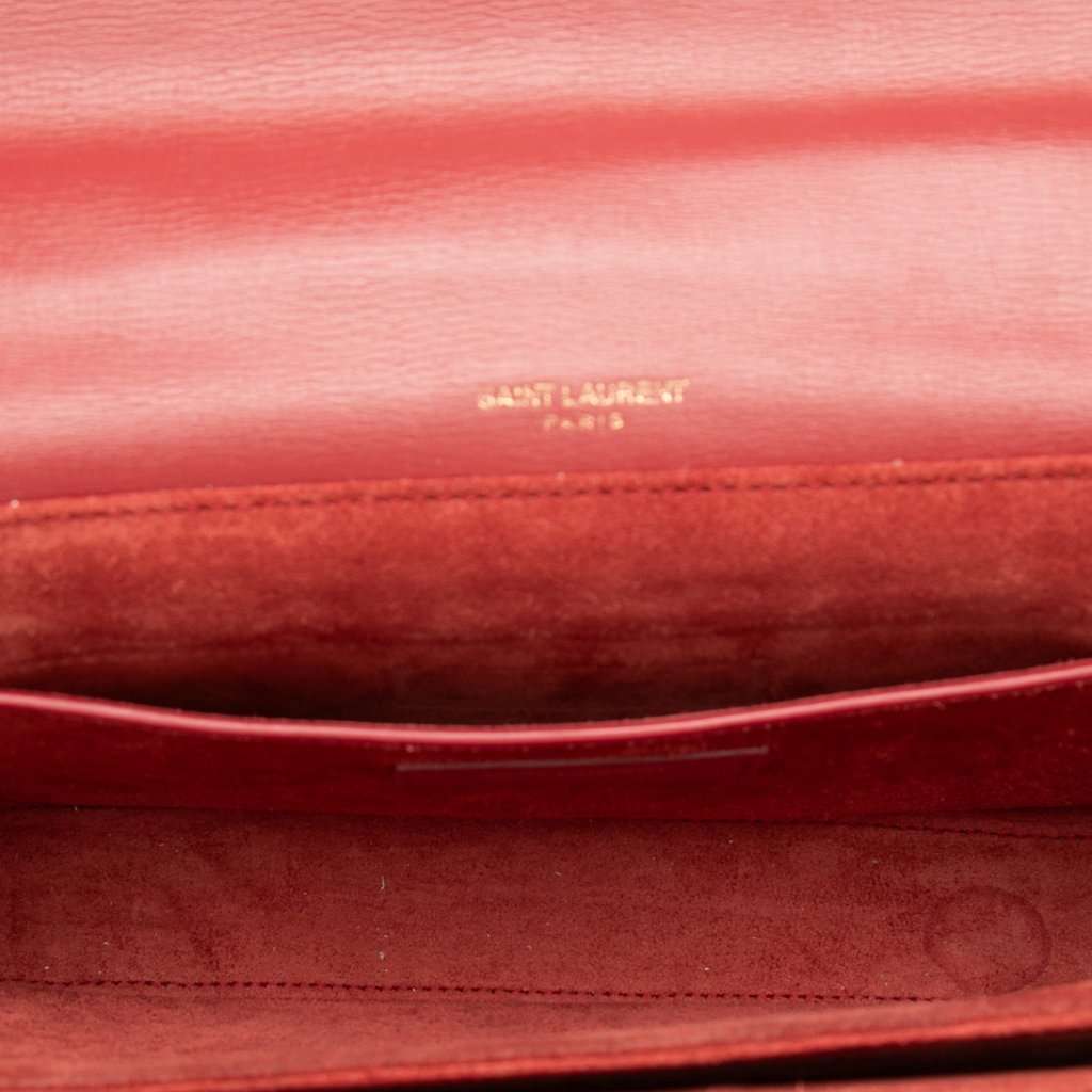 Saint Laurent Medium Calfskin and Suede Bellechasse Bag Red Leather Very good condition - Model View