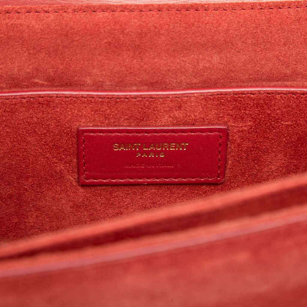 Saint Laurent Medium Calfskin and Suede Bellechasse Bag Red Leather Very good condition - Box View