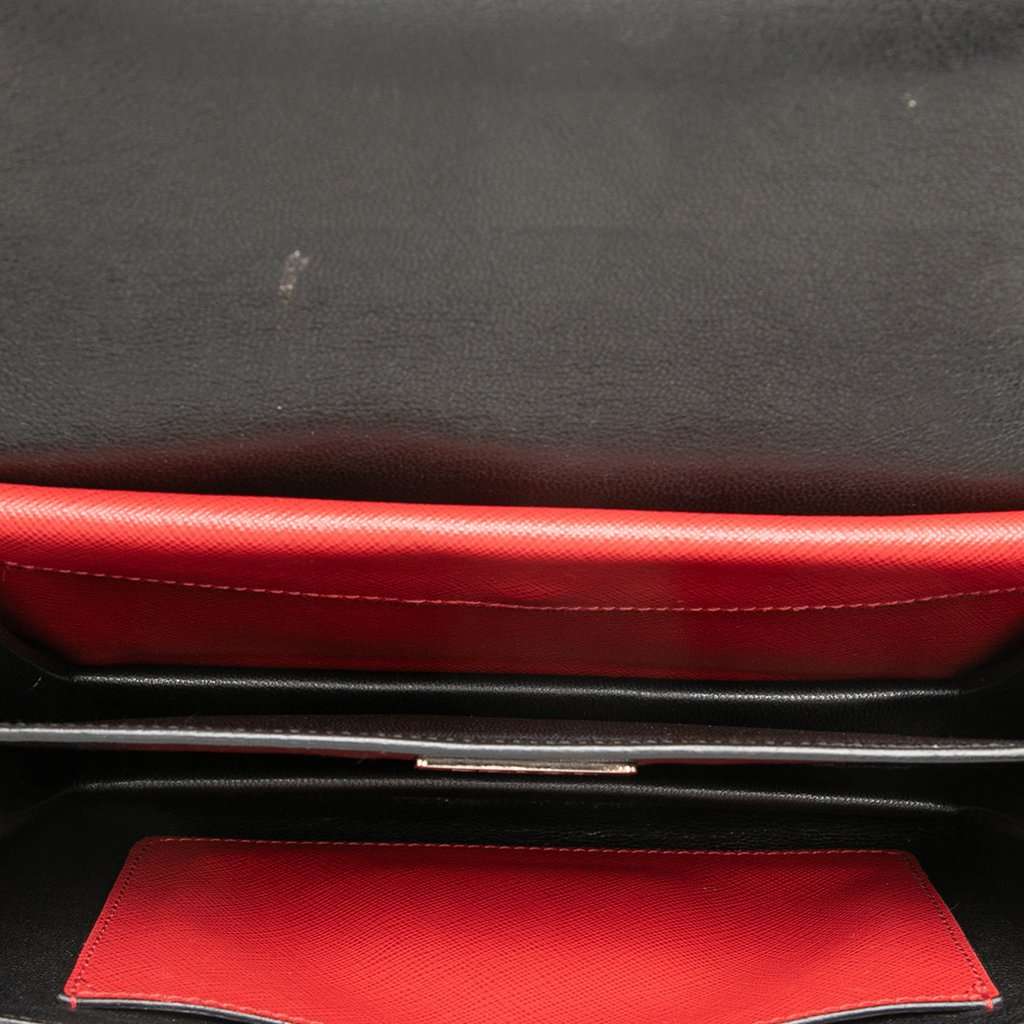 Prada Mini Saffiano Lux Sound Lock Satchel Red Leather Very good - Model View