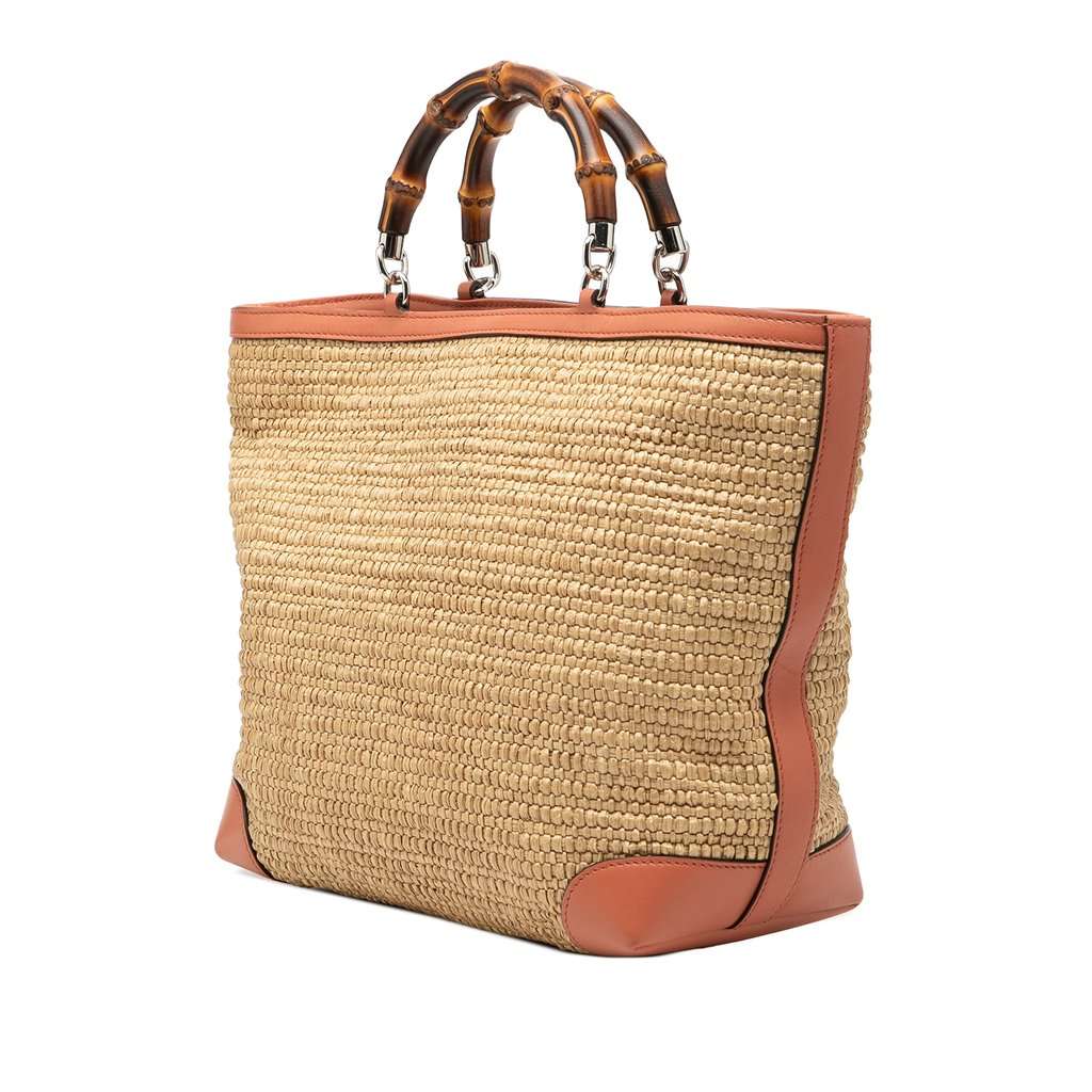 Gucci Raffia Bamboo Childrens Tote Beige Very good condition - Back View