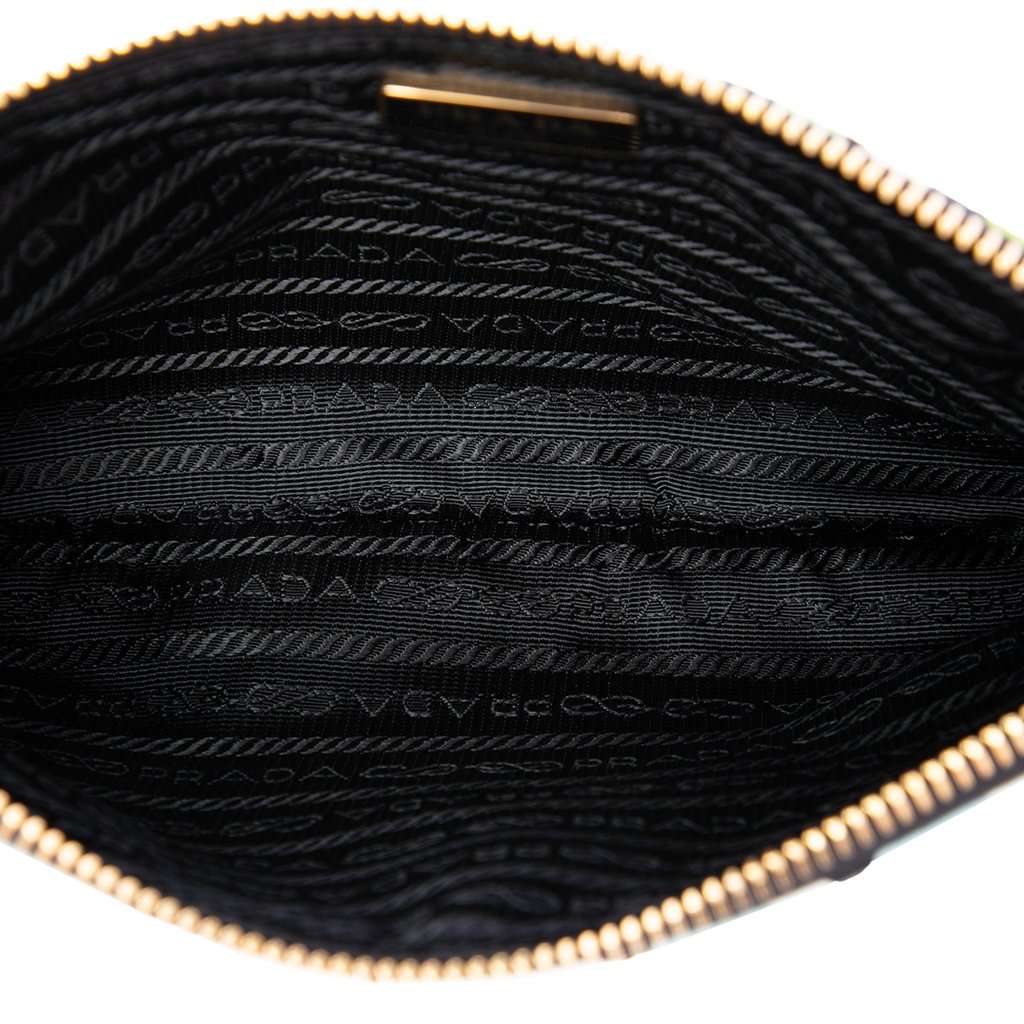 Prada Tessuto Stampato Wristlet Clutch Green Very good - Model View