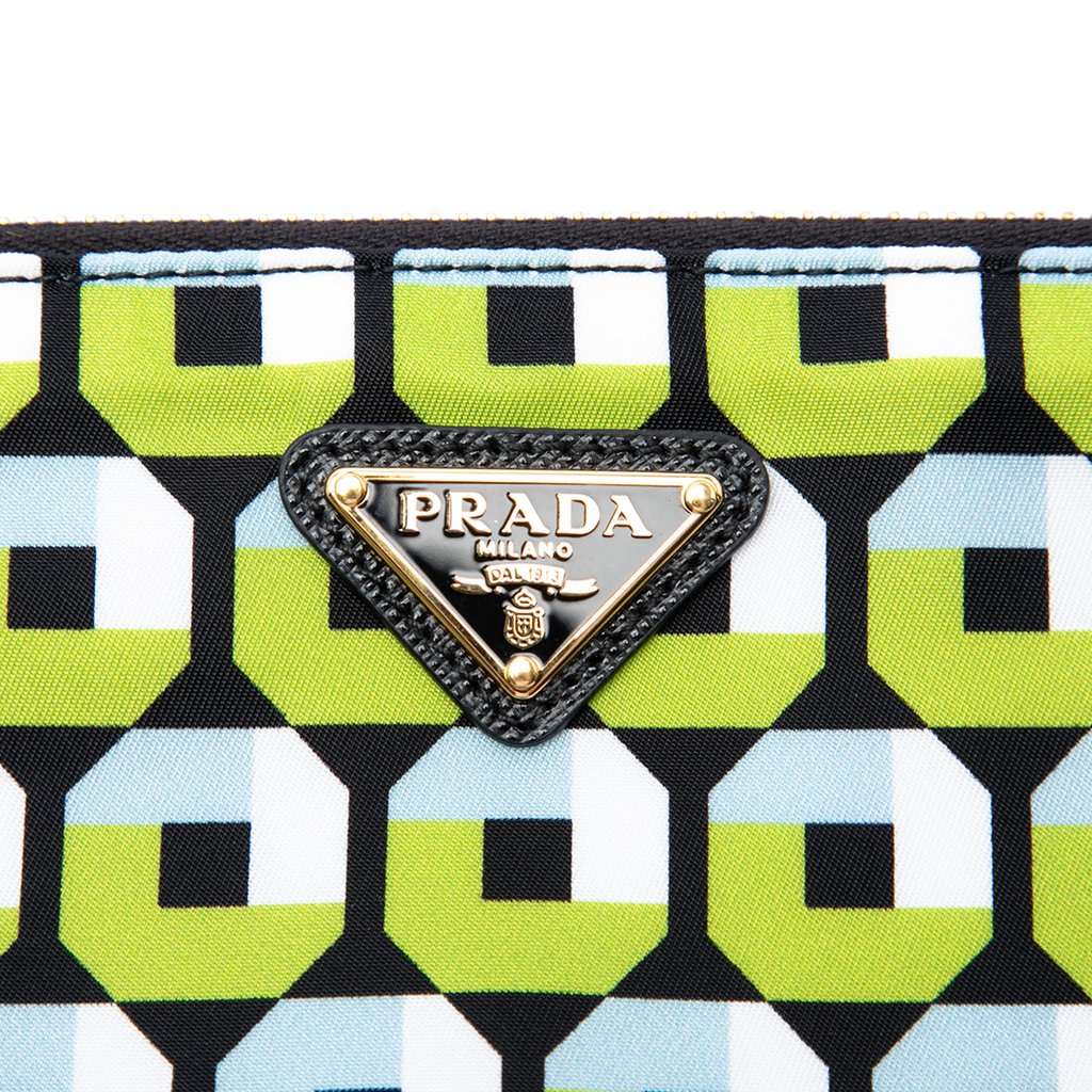 Prada Tessuto Stampato Wristlet Clutch Green Very good - Box View