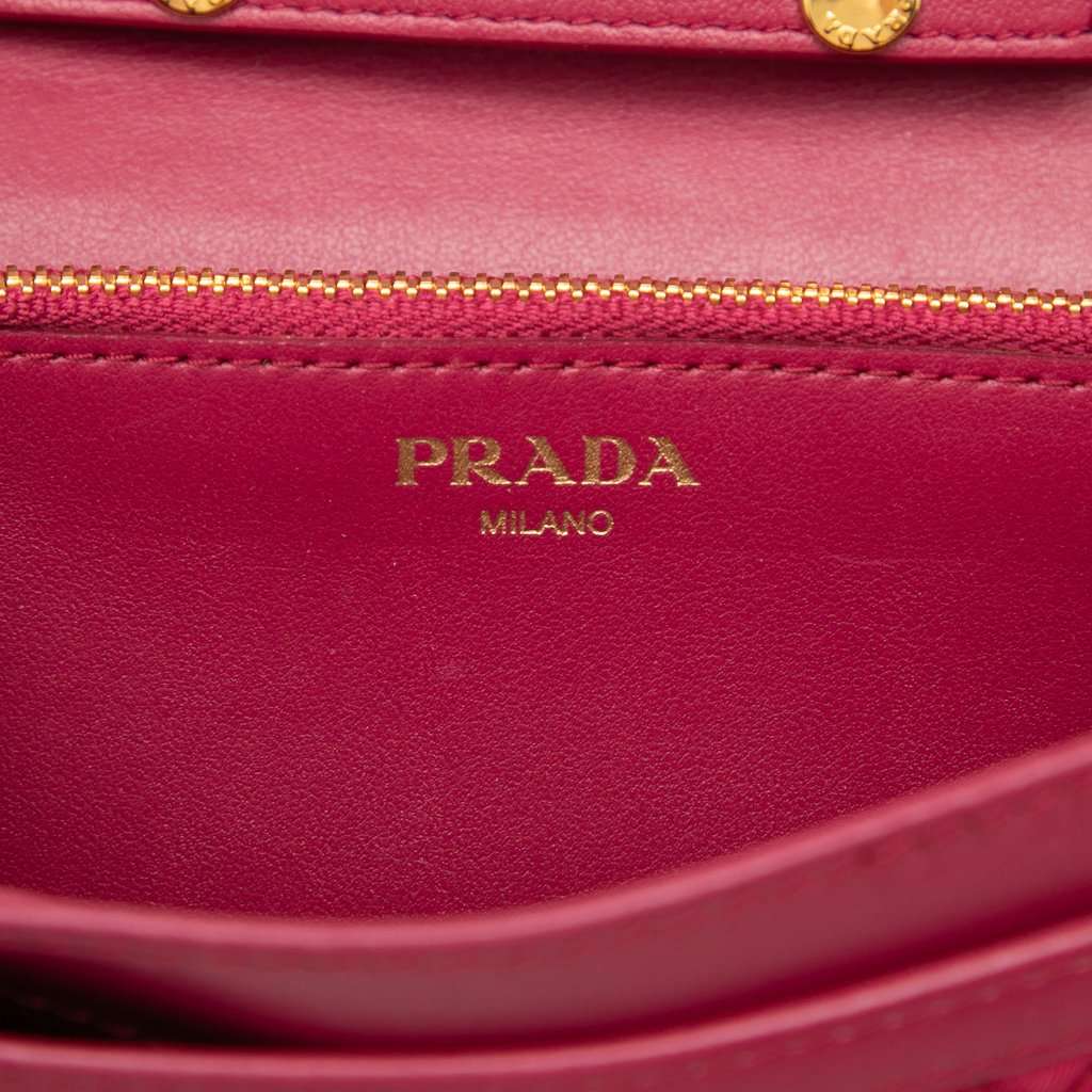 Prada Tessuto Impuntu Wallet on Strap Pink Very good condition - Box View