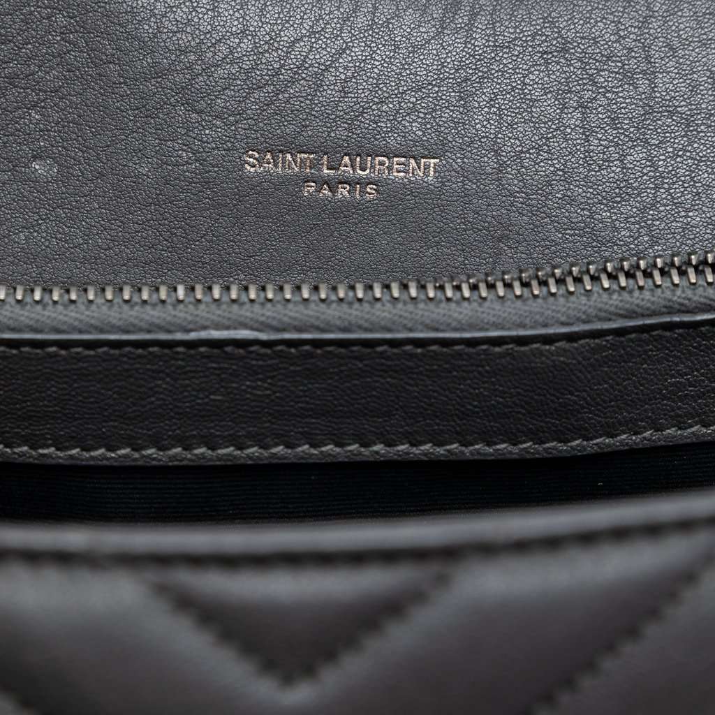 Saint Laurent Large Chevron Sheepskin Monogram College Satchel Brown Leather Very good condition - Box View
