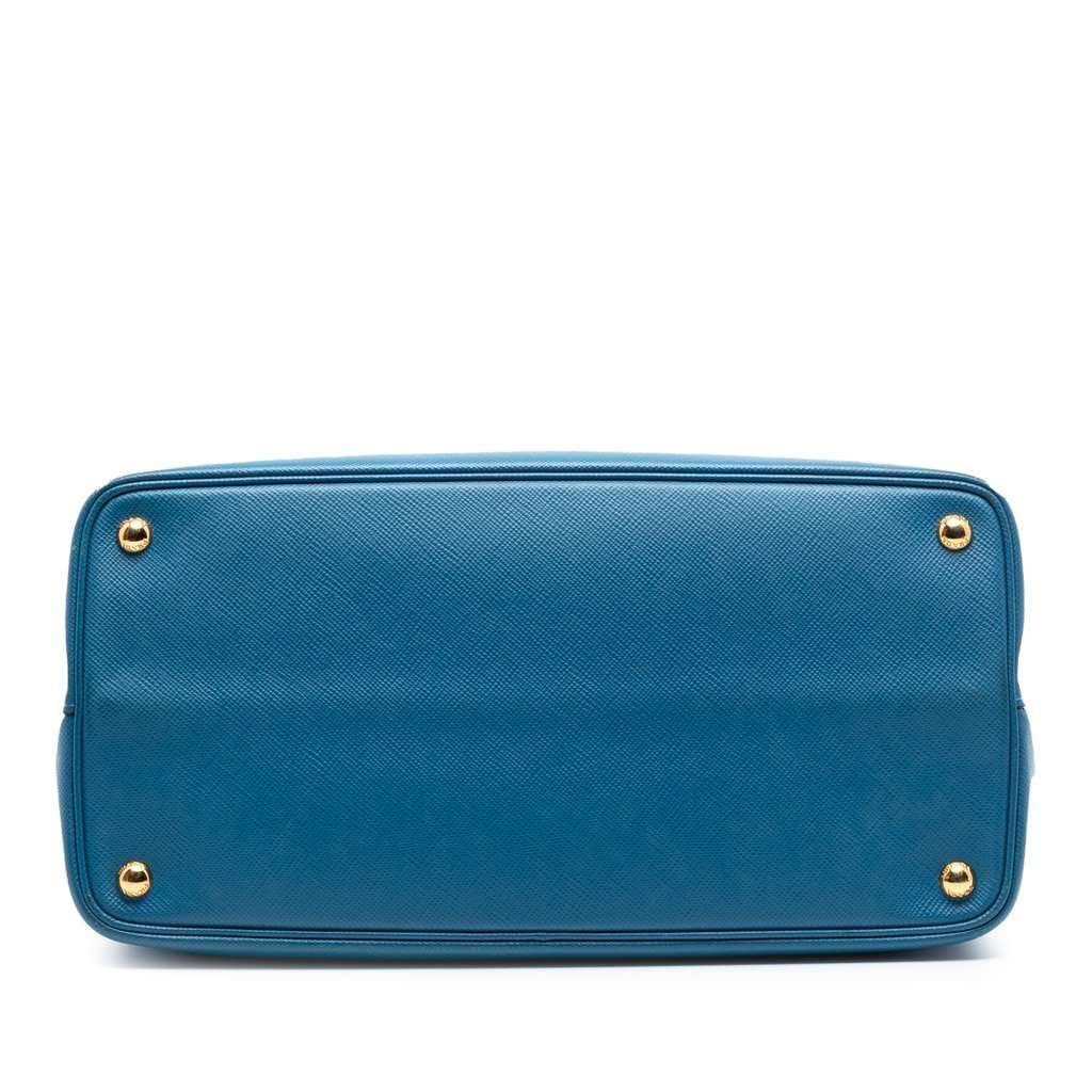 Prada Large Saffiano Cuir Double Satchel Blue Leather Very good condition - Inside View