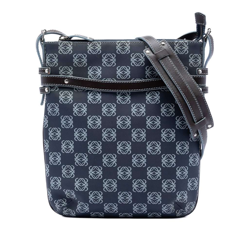 LOEWE Anagram Coated Canvas Crossbody Blue Very good condition - Front View