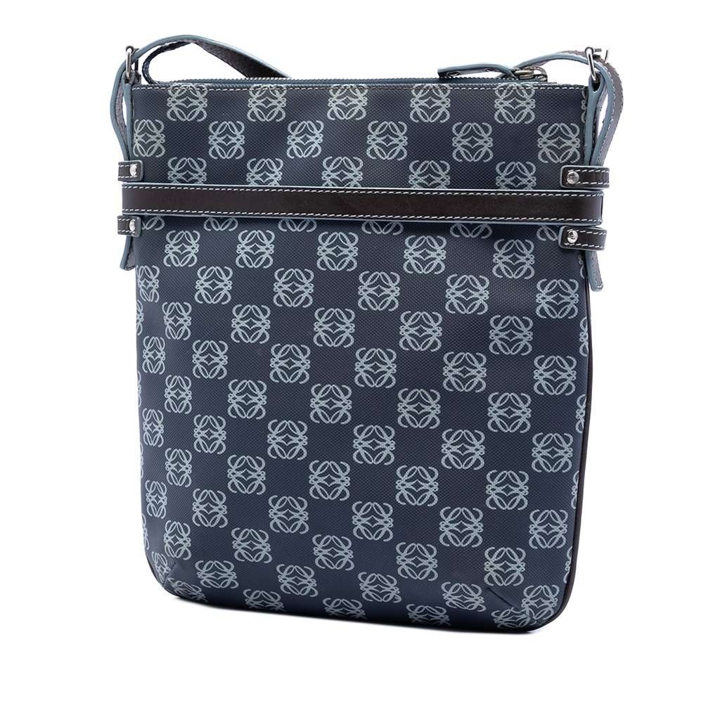LOEWE Anagram Coated Canvas Crossbody Blue Very good condition - Back View