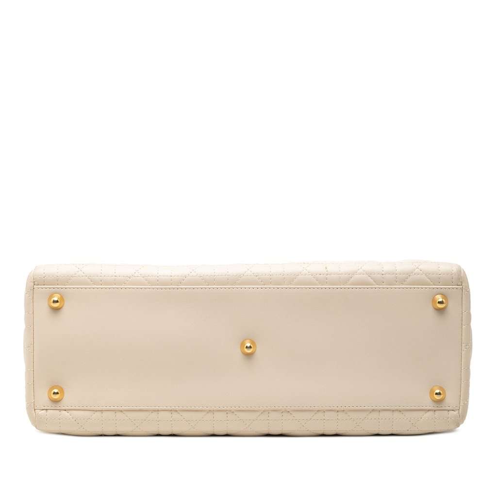 Dior Large Lambskin Cannage Lady Dior White Leather Very good condition - Inside View