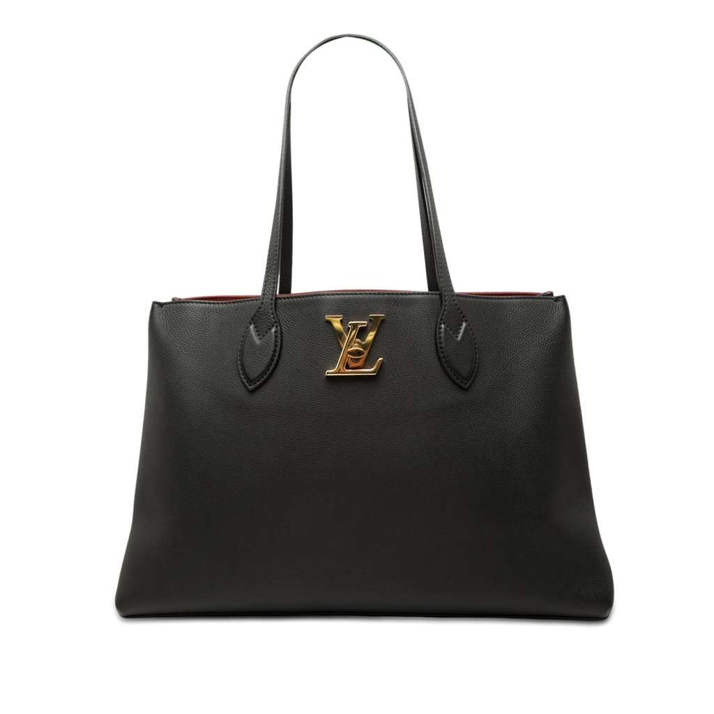 Louis Vuitton Leather Lockme Shopper Tote Black Leather Very good condition - Front View